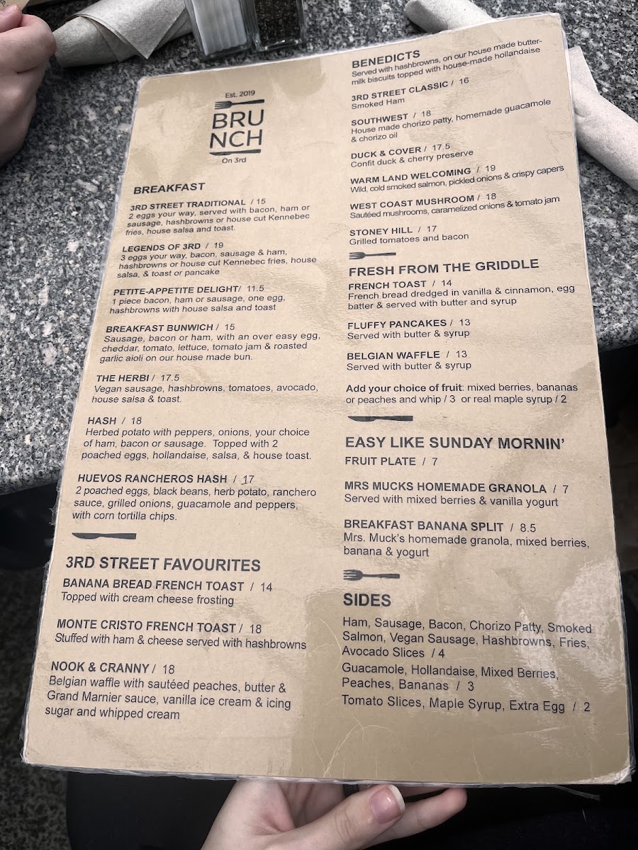 Menu - Brunch On 3RdPhoto Menu2