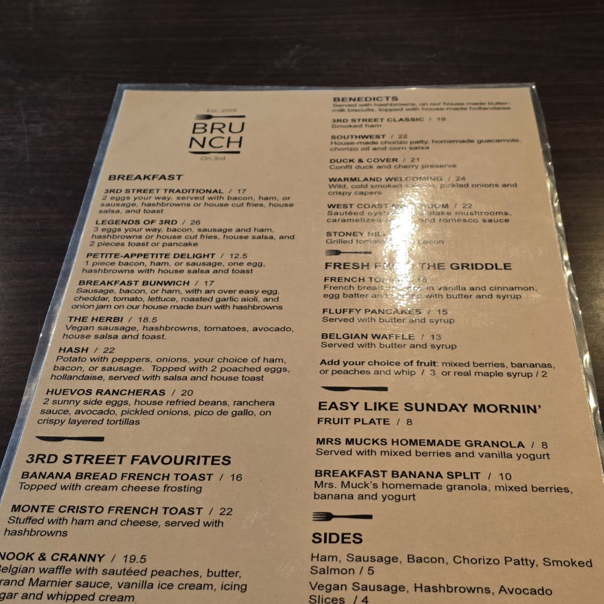Menu - Brunch On 3RdPhoto Menu7