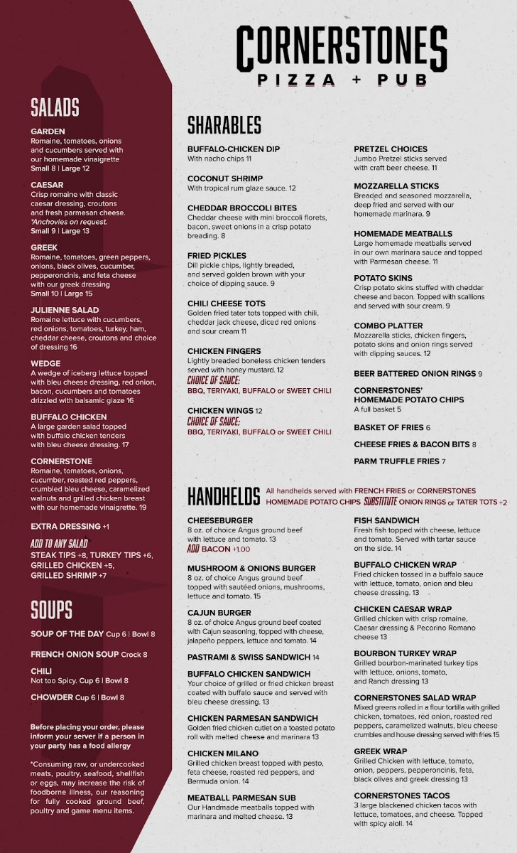 Cornerstones Pub & Grill MenuPhoto Menu1