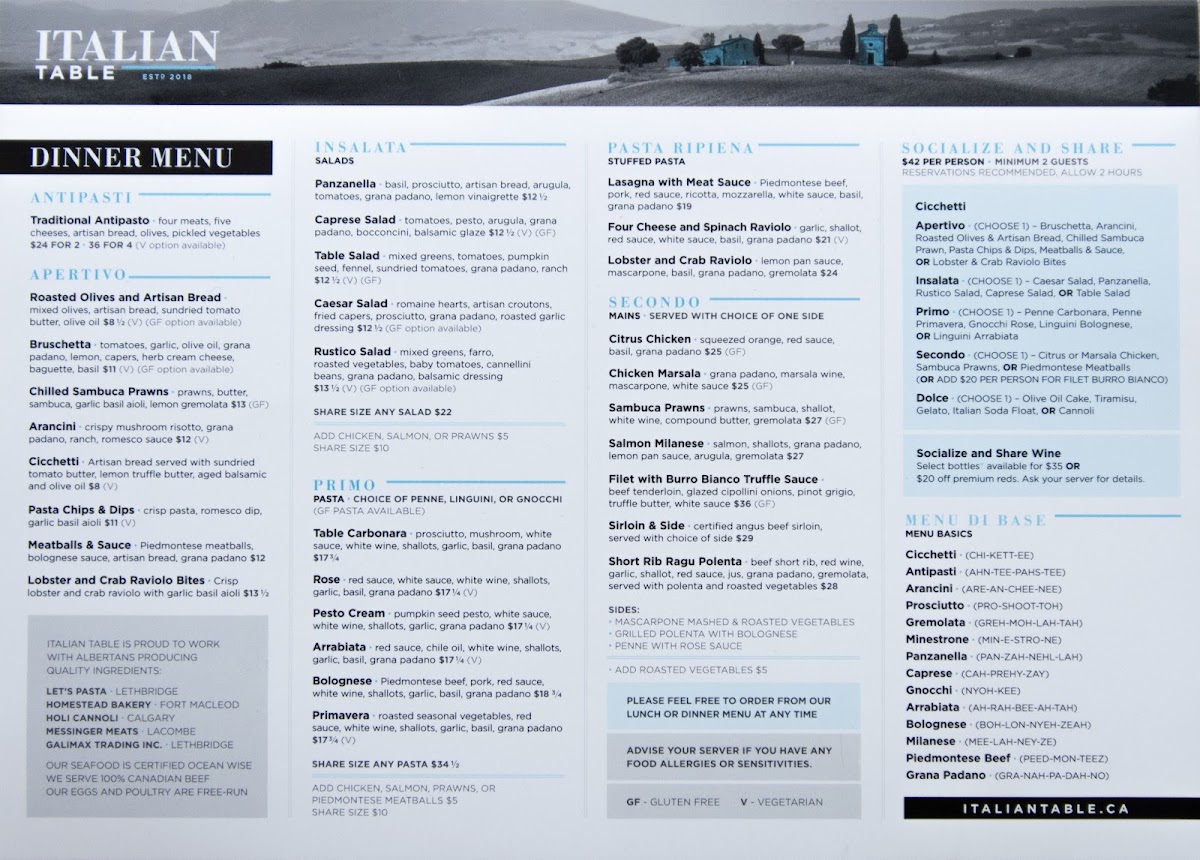 Menu - Italian TablePhoto Menu9