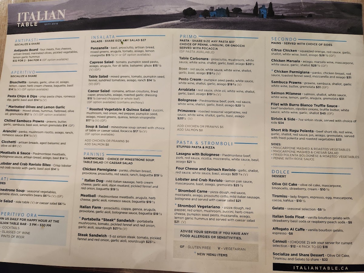 Menu - Italian TablePhoto Menu3