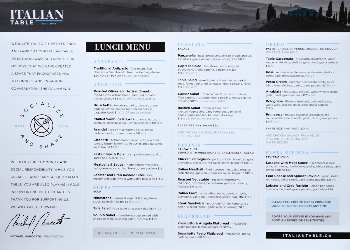 Menu - Italian TablePhoto Menu8
