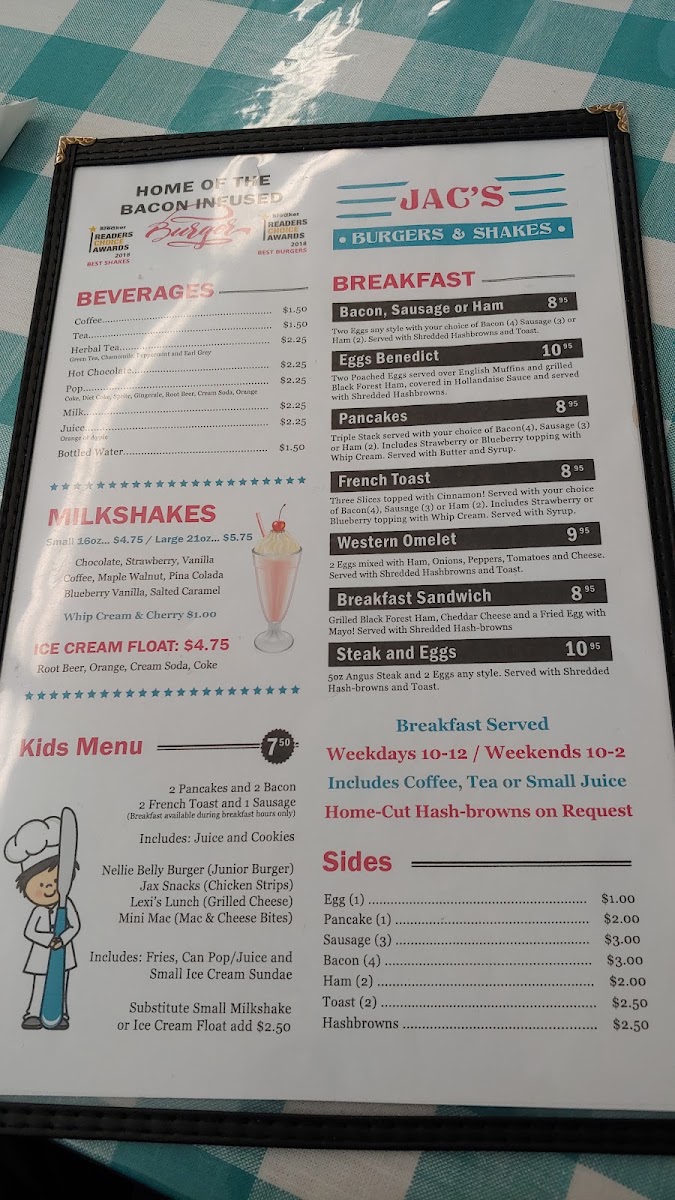 Menu - Jac's Burgers And ShakesPhoto Menu6