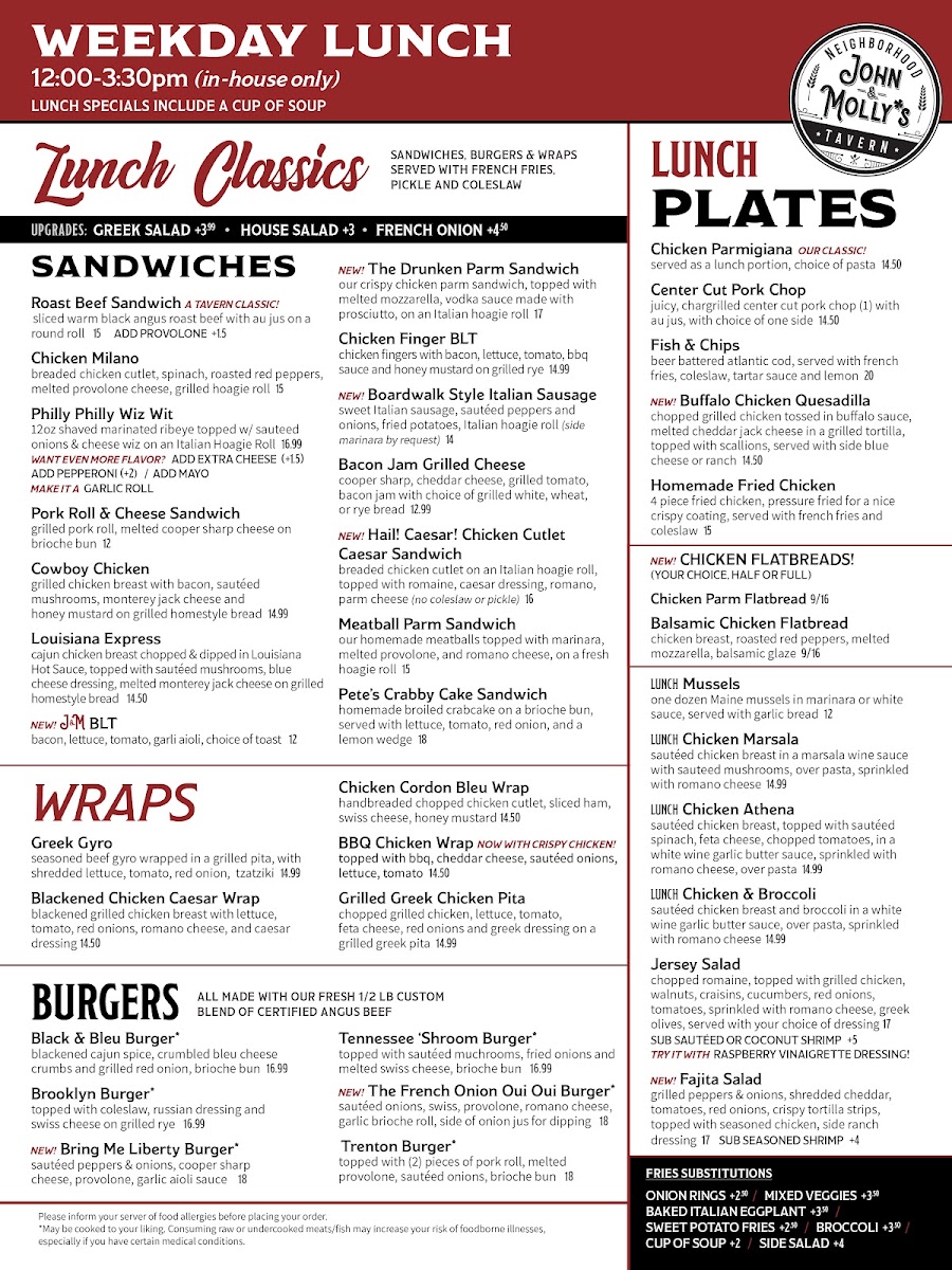 John And Molly's MenuPhoto Menu1