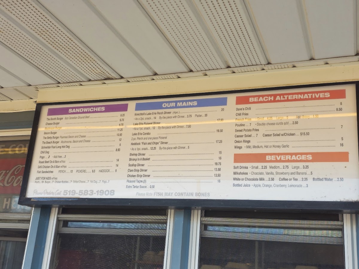 Menu - Knechtel's On The Public BeachPhoto Menu3