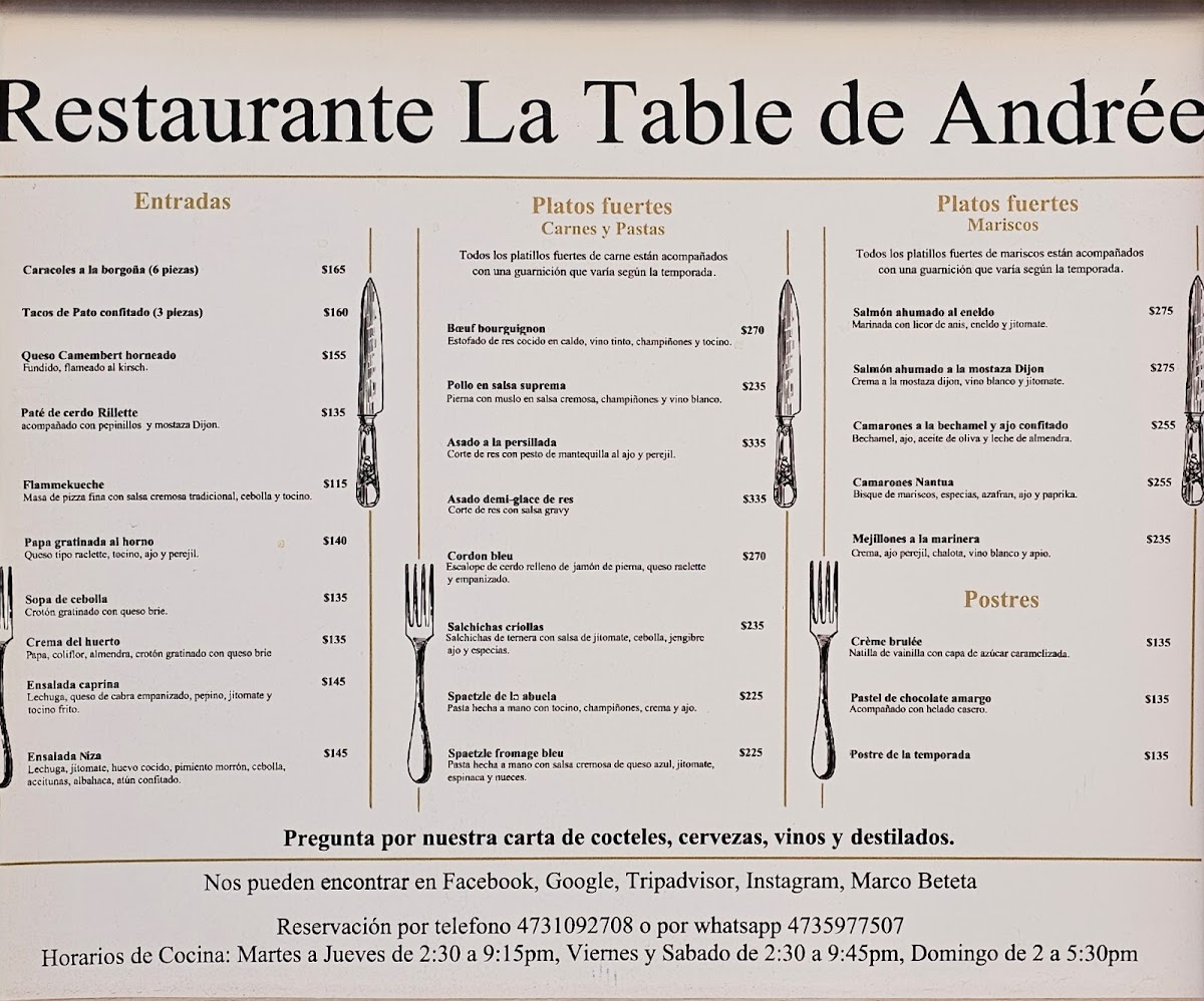Menu - La Table De Andrée Photo Menu 5