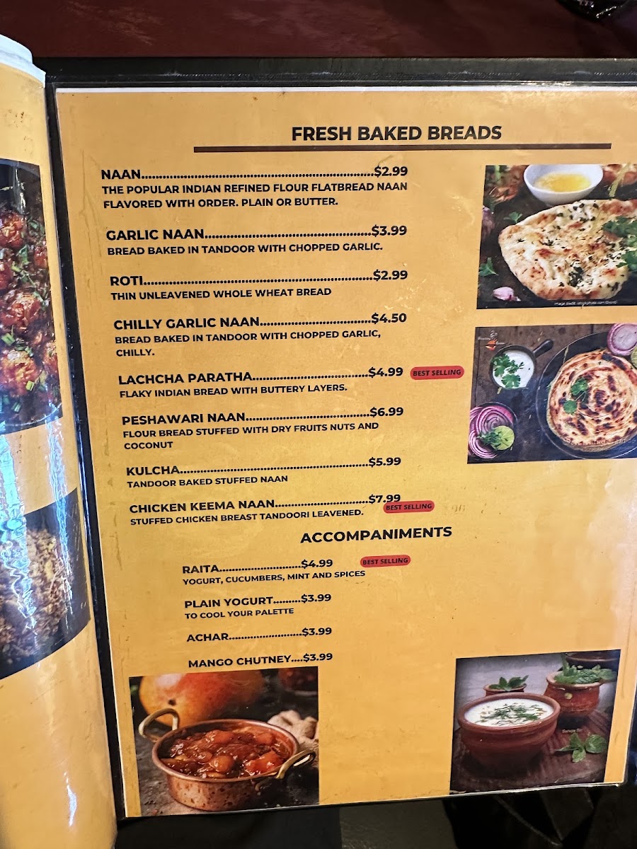 Menu - Prince Of India BurlingtonPhoto Menu1