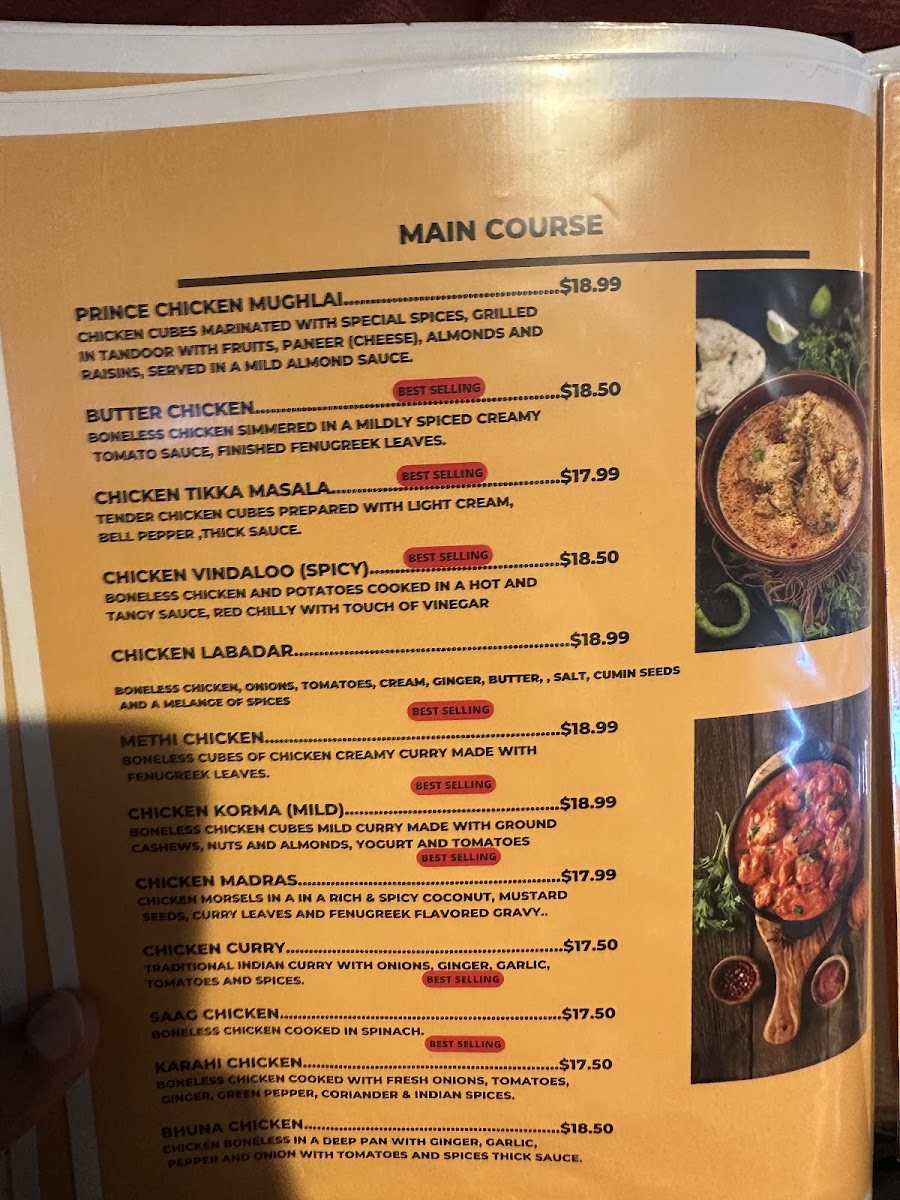 Menu - Prince Of India BurlingtonPhoto Menu3