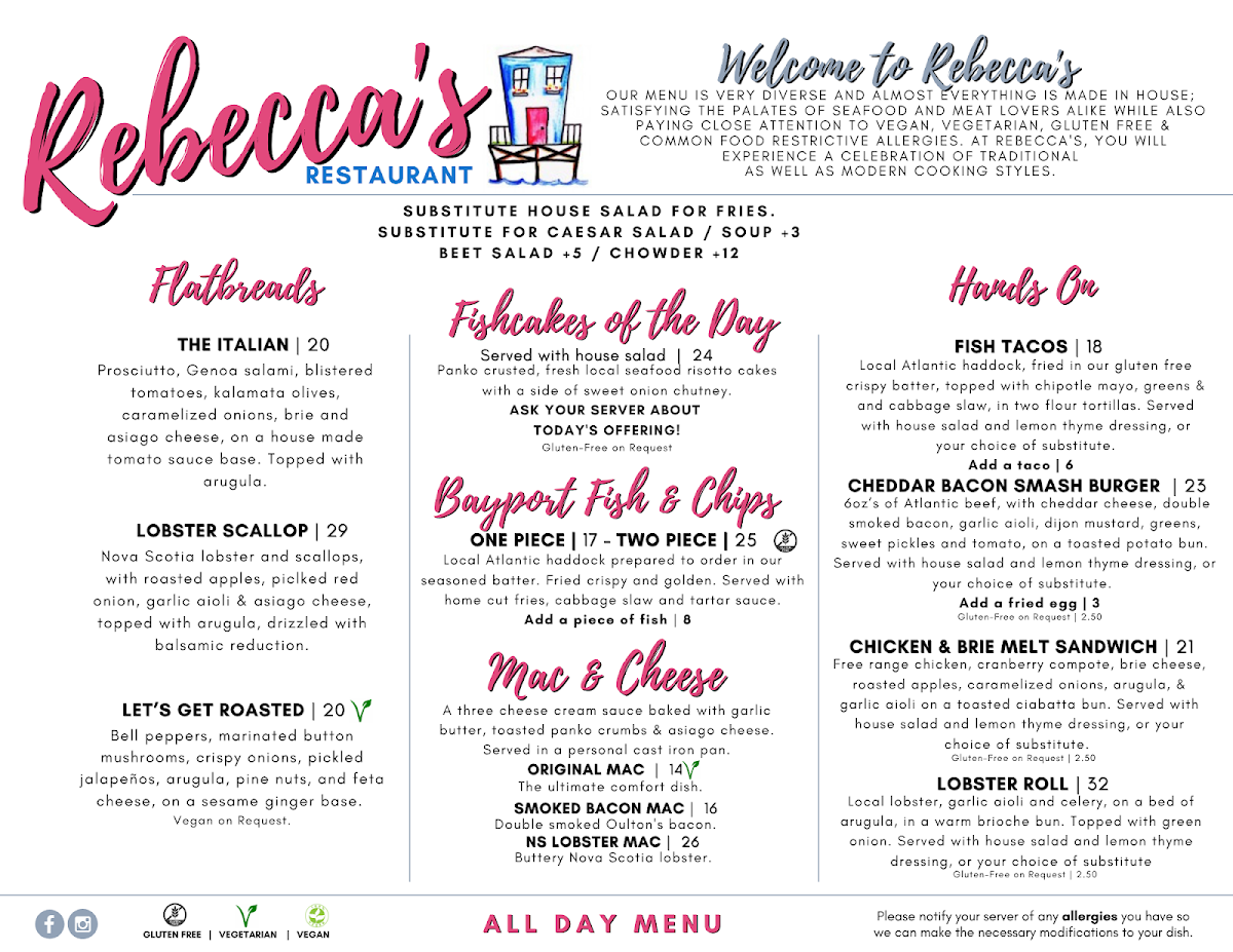 Menu - Rebecca's RestaurantPhoto Menu4