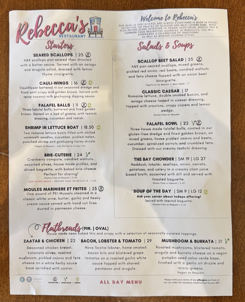 Menu - Rebecca's RestaurantPhoto Menu8