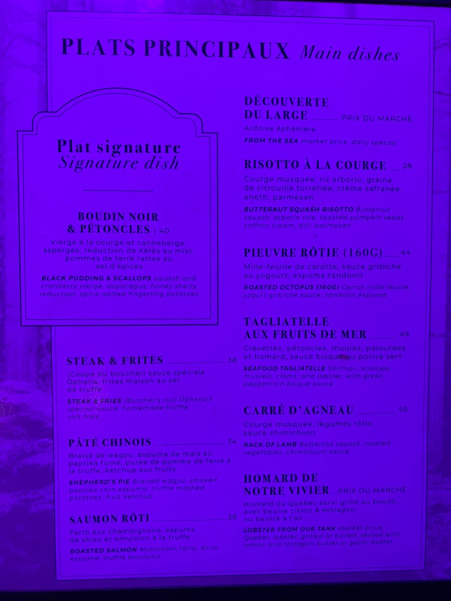 Menu - Restaurant OpheliaPhoto Menu4