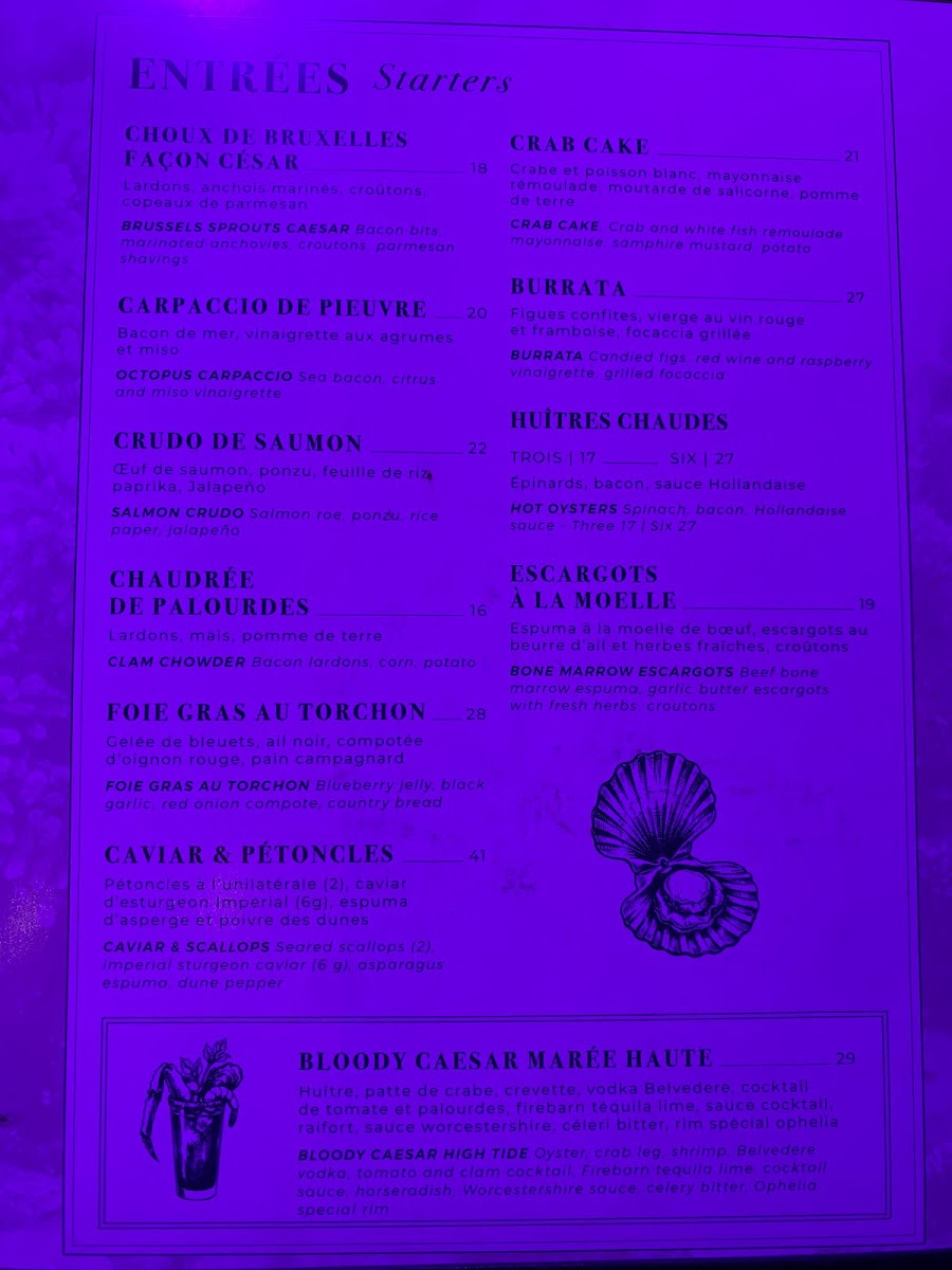 Menu - Restaurant OpheliaPhoto Menu5